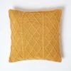 Mustard Diamond Cable Knit Cushion Cover, 45 X 45 Cm -Best Homeware Store sf1953 01