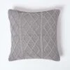 Grey Diamond Cable Knit Cushion Cover, 45 X 45 Cm -Best Homeware Store sf1954 01