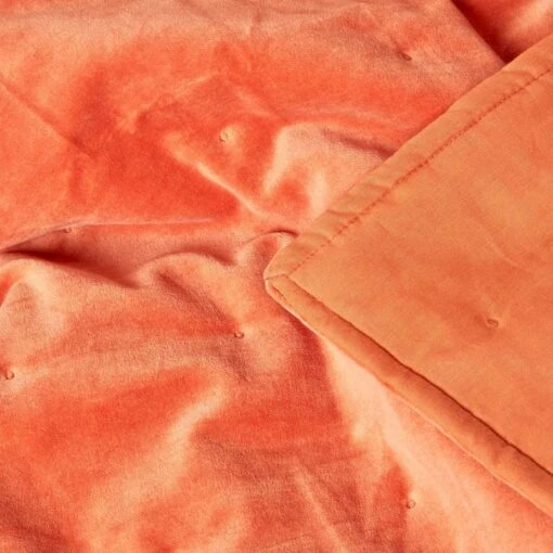 Burnt Orange Velvet Quilted Throw -Best Homeware Store sf1955 4