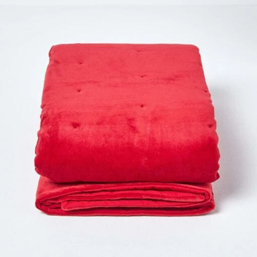 Red Velvet Quilted Throw -Best Homeware Store sf1956 2