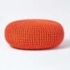 Burnt Orange Large Round Cotton Knitted Pouffe Footstool -Best Homeware Store sf2004a 01