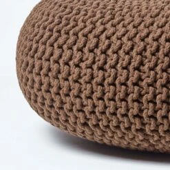 Chocolate Brown Large Round Cotton Knitted Pouffe Footstool -Best Homeware Store sf2008a 04