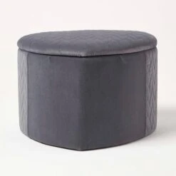 Arundel Heart-Shaped Velvet Footstool With Storage, Grey -Best Homeware Store sf2042 1