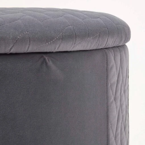 Arundel Heart-Shaped Velvet Footstool With Storage, Grey -Best Homeware Store sf2042 6