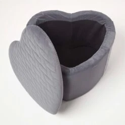 Arundel Heart-Shaped Velvet Footstool With Storage, Grey -Best Homeware Store sf2042 7