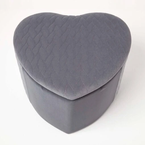 Arundel Heart-Shaped Velvet Footstool With Storage, Grey -Best Homeware Store sf2042 8