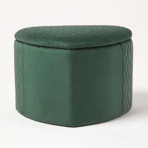 Arundel Heart-Shaped Velvet Footstool With Storage, Emerald -Best Homeware Store sf2043 1