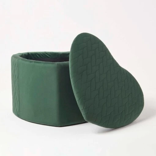 Arundel Heart-Shaped Velvet Footstool With Storage, Emerald -Best Homeware Store sf2043 2