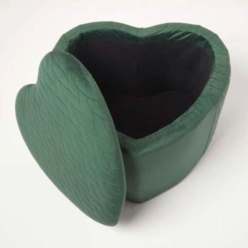 Arundel Heart-Shaped Velvet Footstool With Storage, Emerald -Best Homeware Store sf2043 7