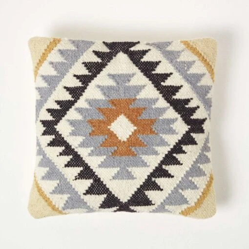 Agra Handwoven Kilim Cushion With Feather Filling, 45 X 45 Cm -Best Homeware Store sf2067 1