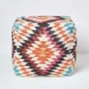 Manila Orange And Pink Kilim Footstool Handwoven Beanbag Pouffe 43 X 43 Cm -Best Homeware Store sf2070 1