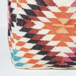 Manila Orange And Pink Kilim Footstool Handwoven Beanbag Pouffe 43 X 43 Cm -Best Homeware Store sf2070 4