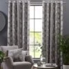 Grey Ginkgo Eyelet Curtain Pair -Best Homeware Store sf2083 10