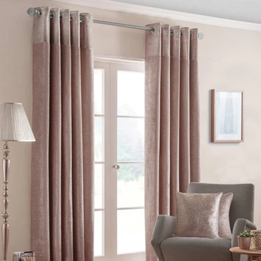 Blush Pink Nova Eyelet Curtain Pair -Best Homeware Store sf2103 1 11