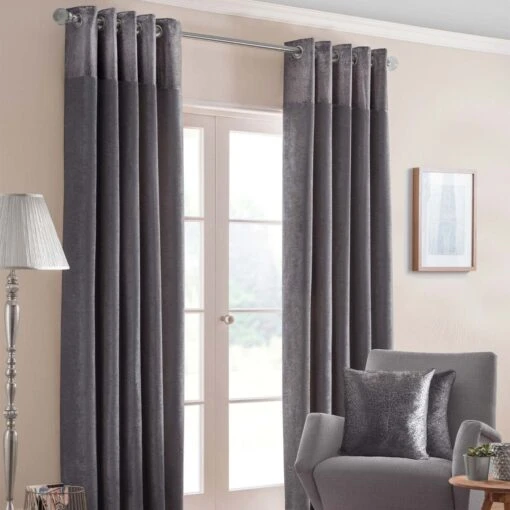 Pewter Grey Nova Eyelet Curtain Pair -Best Homeware Store sf2107 11