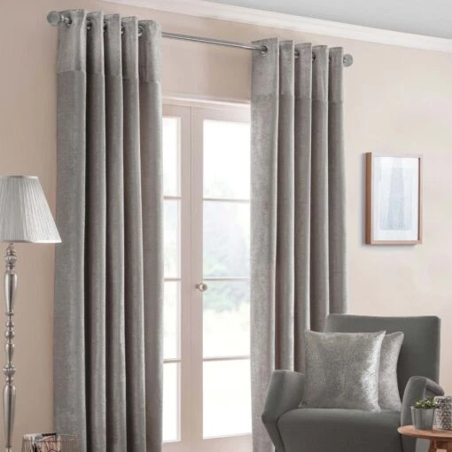 Silver Nova Eyelet Curtain Pair -Best Homeware Store sf2109 10