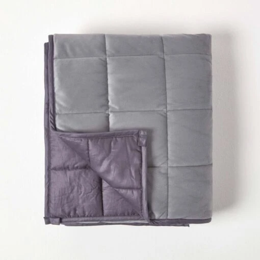 Weighted Blanket - Grey Quilted Cotton & Faux Velvet -Best Homeware Store sf2118 1 3