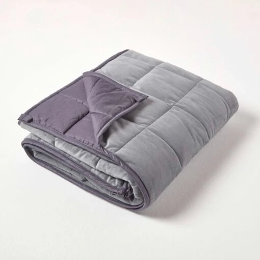 Weighted Blanket - Grey Quilted Cotton & Faux Velvet -Best Homeware Store sf2118 2 3