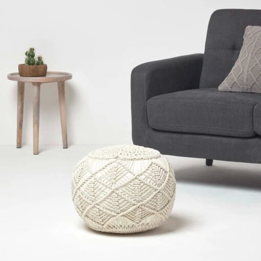 Natural Macrame Knitted Pouffe -Best Homeware Store sf2124 2 2