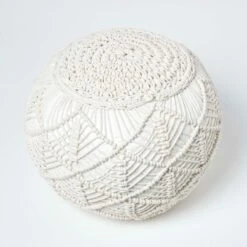 Natural Macrame Knitted Pouffe -Best Homeware Store sf2124 3 2