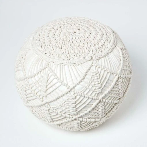 Natural Macrame Knitted Pouffe -Best Homeware Store sf2124 3 2