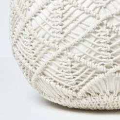 Natural Macrame Knitted Pouffe -Best Homeware Store sf2124 4 2