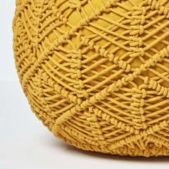 Mustard Macrame Knitted Pouffe -Best Homeware Store sf2125 4 2