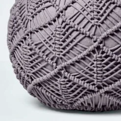 Grey Macrame Knitted Pouffe -Best Homeware Store sf2126 4 2