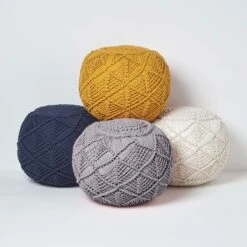 Grey Macrame Knitted Pouffe -Best Homeware Store sf2126 5 2