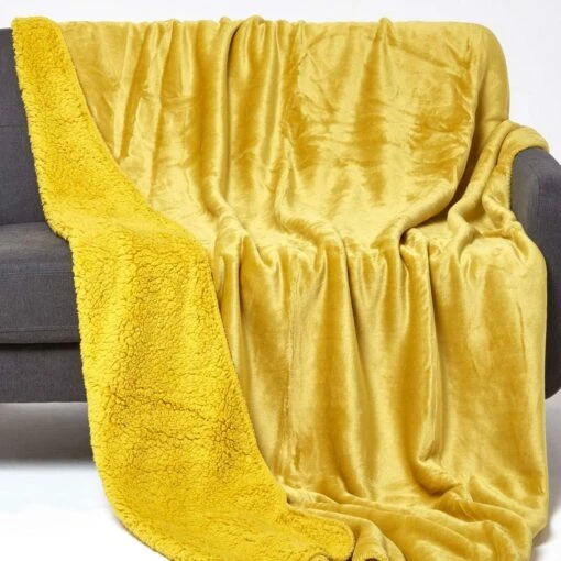 Mustard Soft Velvet Fleece Throw -Best Homeware Store sf2141c 1