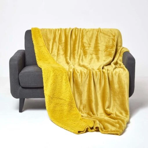 Mustard Soft Velvet Fleece Throw -Best Homeware Store sf2141c 2