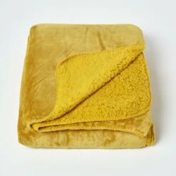 Mustard Soft Velvet Fleece Throw -Best Homeware Store sf2141c 3