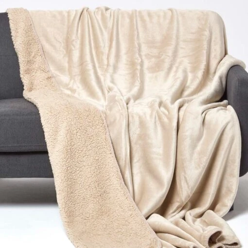 Natural Taupe Soft Velvet Fleece Throw -Best Homeware Store sf2141d 1