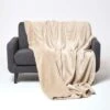 Natural Taupe Soft Velvet Fleece Throw -Best Homeware Store sf2141d 2