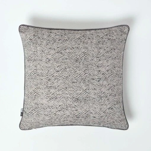 Woven Slub Grey Filled Cushion, 43 X 43 Cm -Best Homeware Store sf2143 2