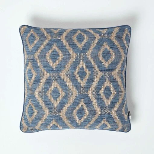 Woven Ikat Blue Filled Cushion, 43 X 43 Cm -Best Homeware Store sf2144 1