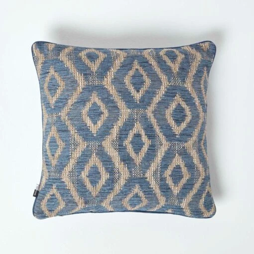 Woven Ikat Blue Filled Cushion, 43 X 43 Cm -Best Homeware Store sf2144 2