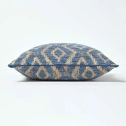 Woven Ikat Blue Filled Cushion, 43 X 43 Cm -Best Homeware Store sf2144 4