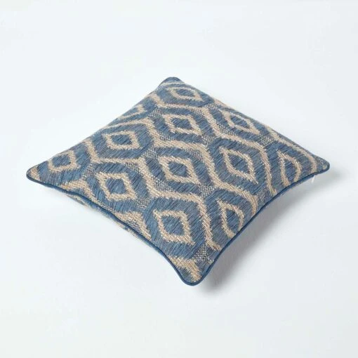 Woven Ikat Blue Filled Cushion, 43 X 43 Cm -Best Homeware Store sf2144 5