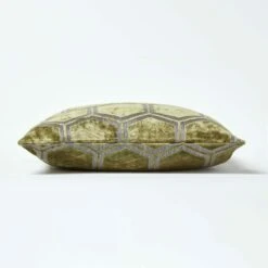 Geometric Olive Green Velvet Filled Cushion, 43 X 43 Cm -Best Homeware Store sf2150 4