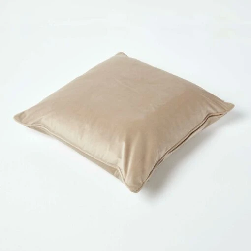 Soft Taupe Velvet Filled Cushion, 50 X 50 Cm -Best Homeware Store sf2152c 5