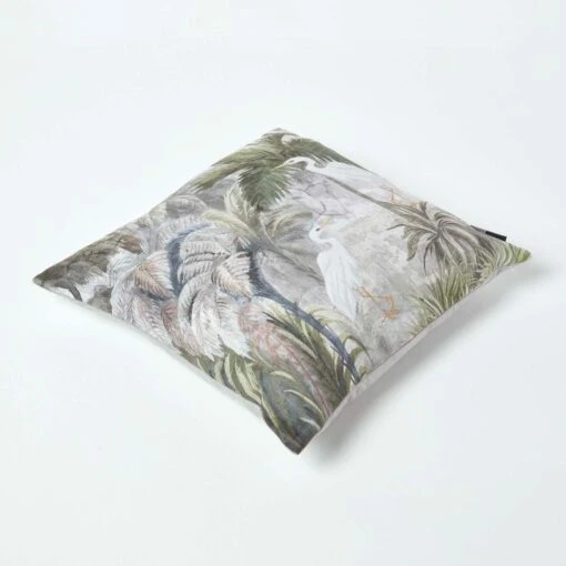 Green Printed Crane Filled Cushion, 45 X 45 Cm -Best Homeware Store sf2153 5