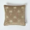 Gold Palm Tree Taupe Filled Velvet Cushion, 45 X 45 Cm -Best Homeware Store sf2154a 1