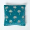 Gold Palm Tree Teal Filled Velvet Cushion, 45 X 45 Cm -Best Homeware Store sf2154b 1