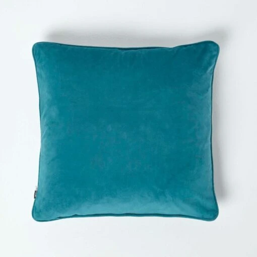 Gold Palm Tree Teal Filled Velvet Cushion, 45 X 45 Cm -Best Homeware Store sf2154b 2