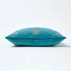 Gold Palm Tree Teal Filled Velvet Cushion, 45 X 45 Cm -Best Homeware Store sf2154b 4