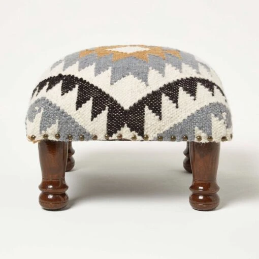 Agra Handwoven Kilim Footstool -Best Homeware Store sf2165a 1