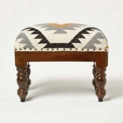 Agra Handwoven Kilim Footstool -Best Homeware Store sf2165b 1