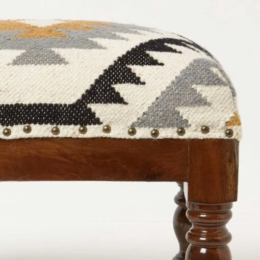 Agra Handwoven Kilim Footstool -Best Homeware Store sf2165b 4 1