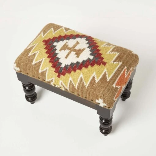 Jaipur Handwoven Kilim Footstool -Best Homeware Store sf2166b 5 1